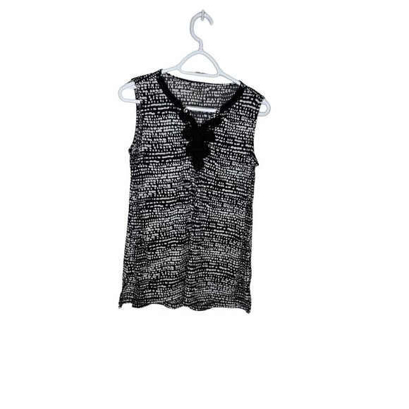 Liz Claiborne Career Dotted Pattern Sleeveless Blouse Black - Picture 1 of 3